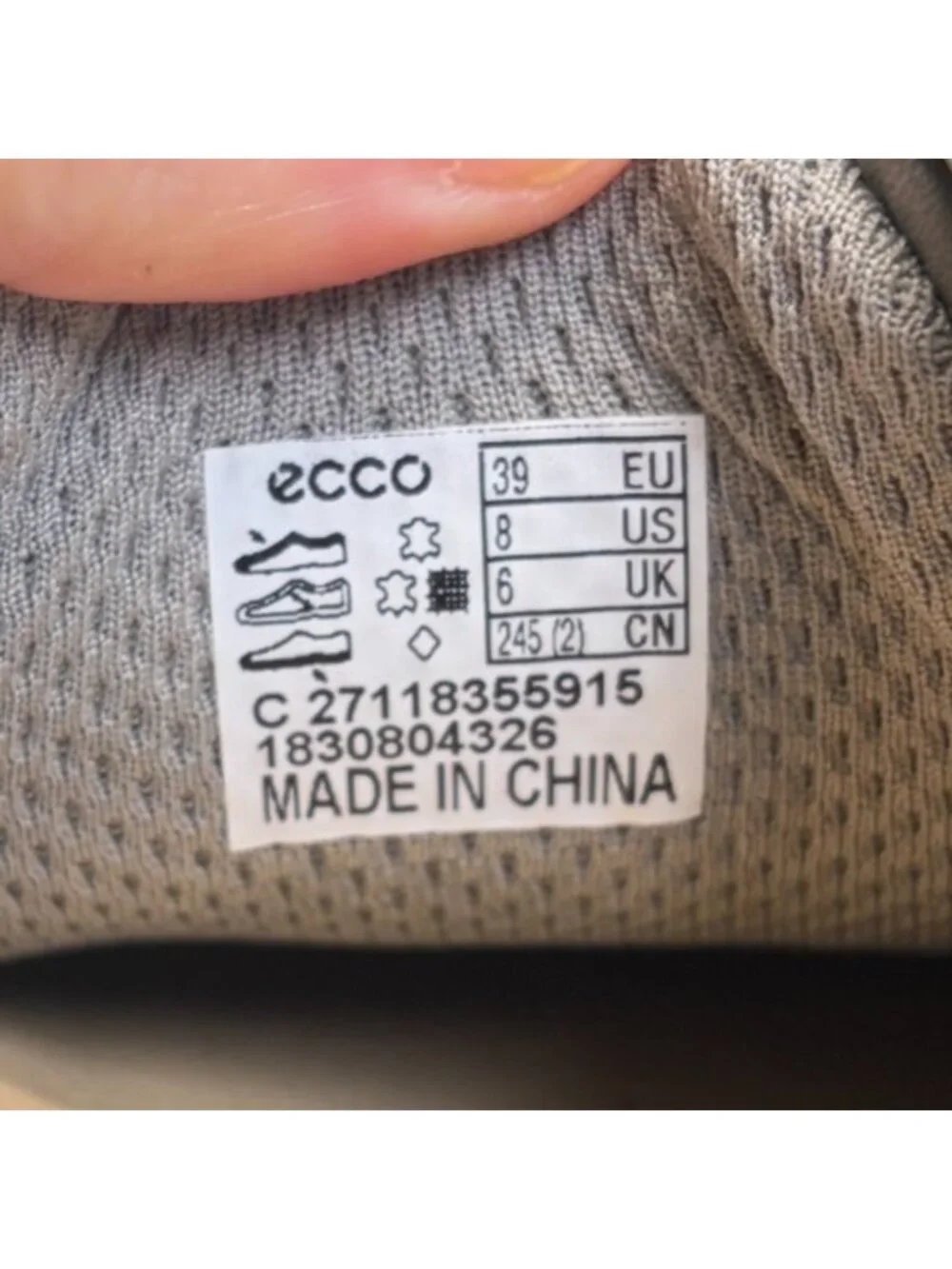 Ecco Corksphere 1 Womens Size 8 Gray White Athletic Leather Shoes Sneakers